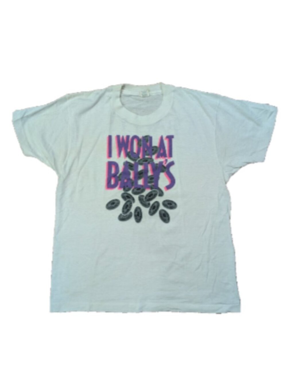 Vintage 80s Screen Stars I Won At Ballys Casino Single Stitch Graphic Shirt L